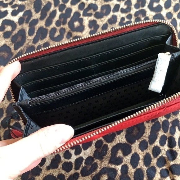 Brand New DKNY Vela Large Zip Around Red Wallet - Picture 12 of 14